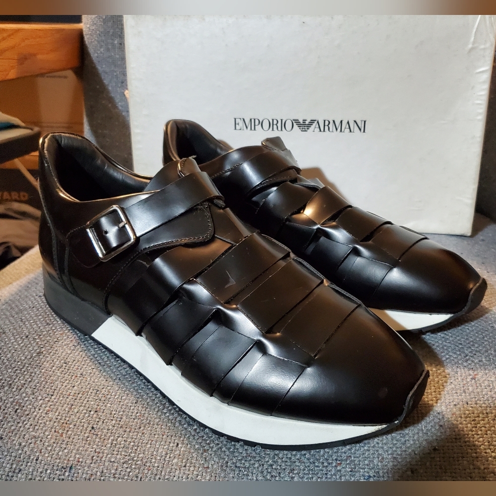 Emporio Armani Classic Monkey Strap Shoes Mens Size 9